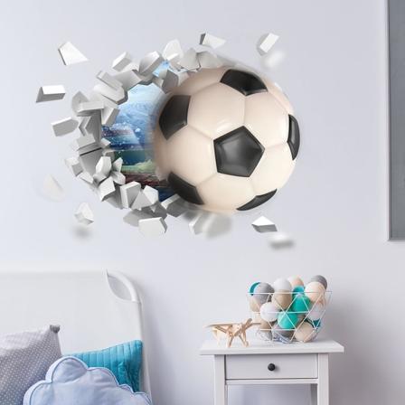 3D Fotballplakat - Romveggdekorasjon for barn og tenåringer - Fotball selvklebende vegg S