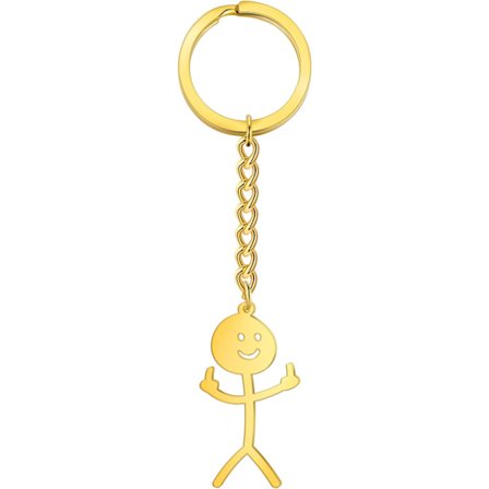 Rolig Skelet Smiley Lille Mand Tegnsprog Nøglering Finger Mellem Størrelse Stickman Sød Trend Taske Bilnøgle Vedhæng