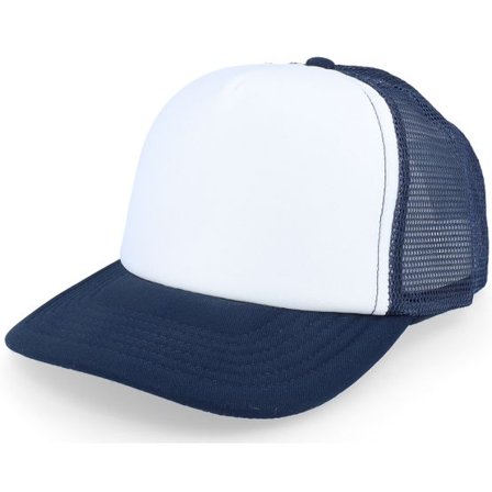 Beechfield - Blå trucker Keps - Kids French Navy/White Vintage Foam Trucker @ Hatstore