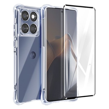 Suojapakkaus - Motorola - Edge 60 Fusion/Edge 60 - Iskunkestävä kuori - Karkaistu lasi 9H - Läpinäkyvä