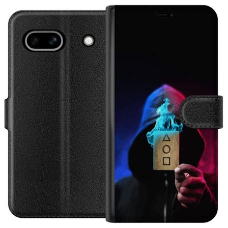 Kompatibelt Plånboksfodral till Google Google Pixel 7a Squid Game Netflix affisch koreansk överlevnadsdrama serie mask huva kort retro fanart design