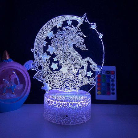 LED nattlampa Unicorn Series 3D Illusion Lamp