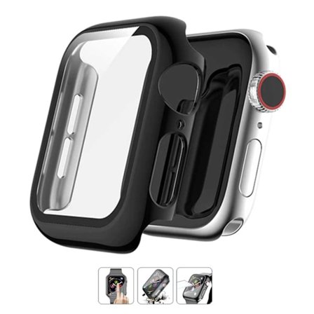 Case Apple Watch 7 45mm Skal med Tempererat Glas Svart