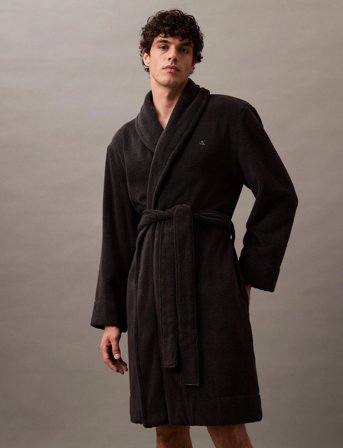 Calvin Klein Comfort French Terry Robe - Black - S/M
