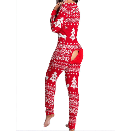 Naisten eläinaiheinen joulupyjama, yhden osan body