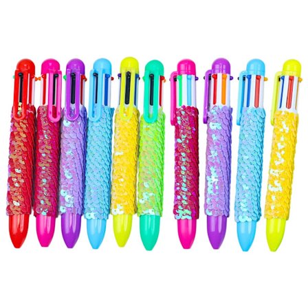 10 stk. 1,0 mm kuglepen med trykknap 6 i 1 Shuttle Pen Multicolor Pen