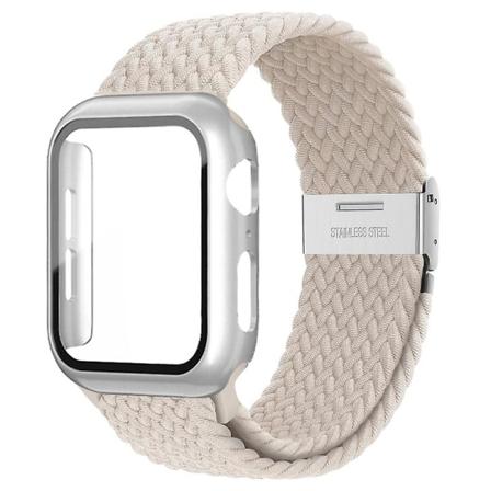 Flettet Solo Loop til Apple Watch-rem 44mm 40mm 45mm 41mm 42mm 38mm Etui+rem Nylon Elastisk Armbånd Iwatch Serie 3 5 6 Se 7 8 Star 44mm series 654 se