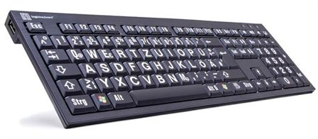 Logickeyboard XL-Print PC-Slim -White on Black- dt. (Nero)