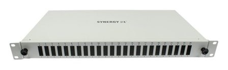 SYNERGY LWL-Patchpanel für 24xSC-Duplex/LC-Quad-Buchsen, 19"/1HE, ohne SC/LC-Kupplungen, Lichtgrau, Synergy 21,