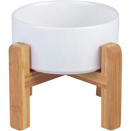 Forhøjet katteskål med træstativ, der ikke spilder, til kæledyrsfoder og vand til katte og små hunde