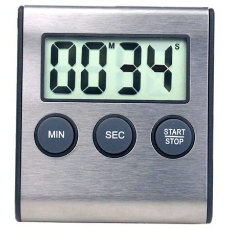 Mini Digital Timer, 24-timersformat, Nedtelling og Stoppeklokke, for Matlaging, Sport, Studier, Møter, Parkering, Medisinsk Behandling Rustfritt Stål.
