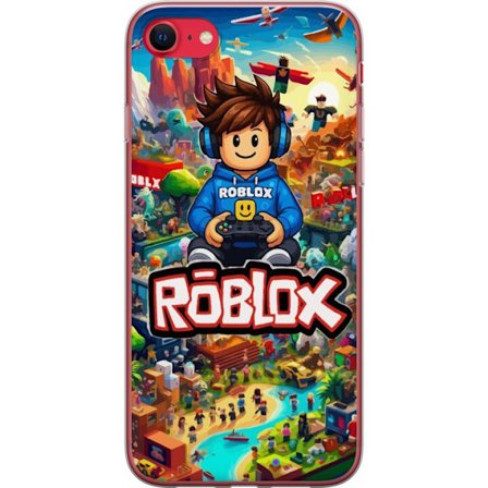 Yhteensopiva Puhelinkuori Apple iPhone SE (2020) Roblox-maailma, jossa on pelihahmoja ja värikkäitä seikkailuja täynnä toimintaa ja lentäviä aj