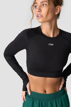 Contrast Cropped Long Sleeve Black