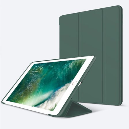 Stilig etui for iPad 5./6. 9,7" mørkegrønn tri fold lær flip