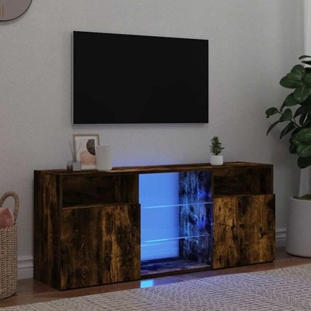 vidaXL TV-bänk med LED-belysning rökfärgad ek 120x30x50 cm