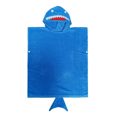 Cape 70cm ren bomulds badehåndklæde (blå haj), børn