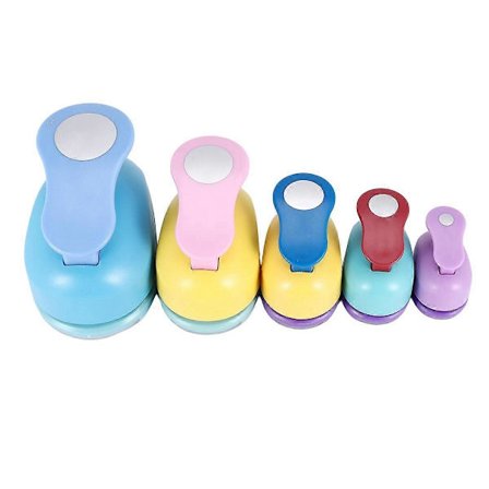 Cirkel Papir Hul, 5 STK Cirkel Hul til Papirhåndværk, 5 Forskellige Størrelser Cirkel Hulmaskine, Tilfældige Farver