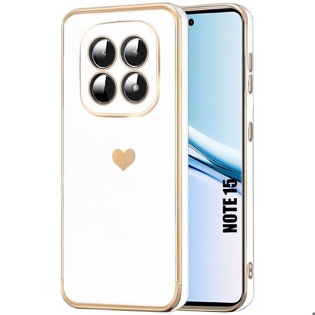 Silikonecover til Xiaomi Redmi Note 15 5G/4G, Slim Stødabsorberende med Hjerte Mønster - Hvid