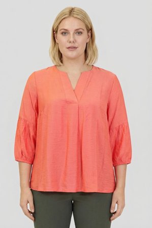 CISO - 3/4 Ærmet Bluse - Koral - V-Hals