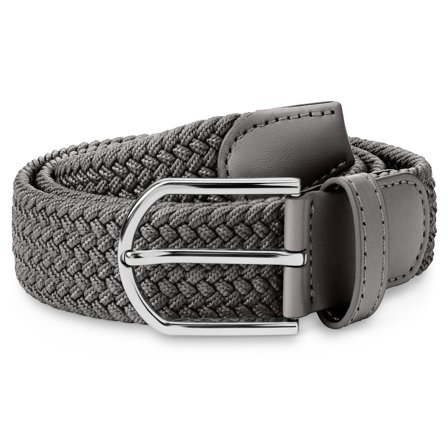 Šedý elastický textilní splétaný opasek pro muže - Elastické opasky