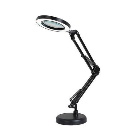 Forstørrelsesglas med 64 LED-pærer, skrivebordslampe, 8x forstørrelse, 10 niveauer af justerbar lysstyrke, dæmpbar