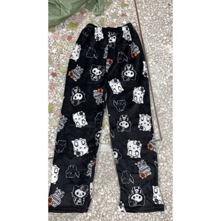 Sarjakuva Joulu Pyjamahousut Naisille, Rento Velvet-housut Kotikäyttöön Kissa-aiheella Luuranko KT Kissa M Luuranko KT Kissa M