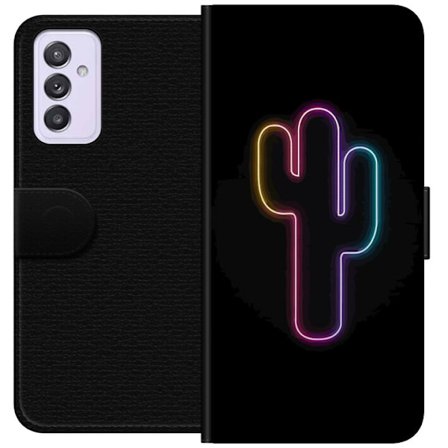 Kompatibel Tegnebogsetui til Samsung Samsung Galaxy A82 5G Neon illustration af kaktus i pink og blåt lys mod mørk baggrund