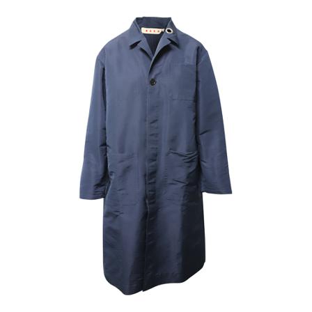 Marni Pre-owned, Long-sleeved Coat with Pockets in Polyester Blauw, Dames, Maat:S