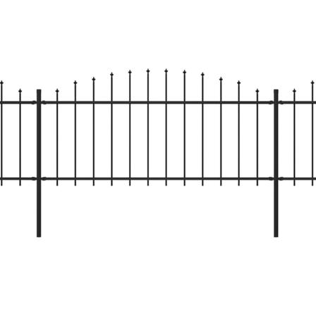 Vidaxl Trädgårdsstaket Med Spjuttopp Stål (0,5-0,75)x11,9 M Svar Svart