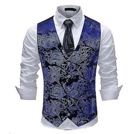 Miesten V-aukkoinen painettu bleiseri, business casual -toppi (2XL sininen)