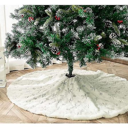 Juletræsskørt Hvid Kunstig Pels Plys Skørt Dekoration