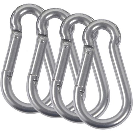 M8 Karabinhager 304 Rustfrit Stål Fjeder Brandmand Karabinhage med Karabinhage til Camping Vandring Hængekøje Sving 4stk