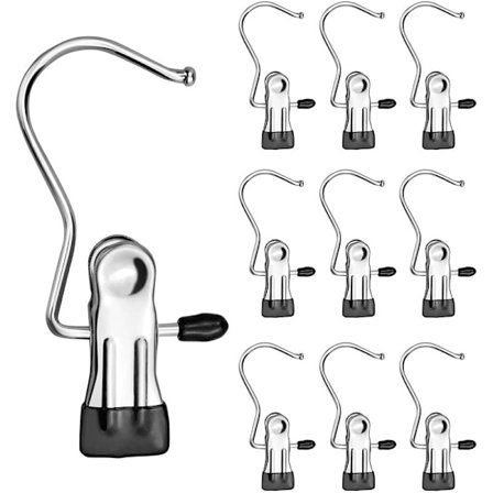 10-pakningsstøvelkroker - metall - sklisikker - 360° rotasjon - for klær, skjerf, hatter - HARRY
