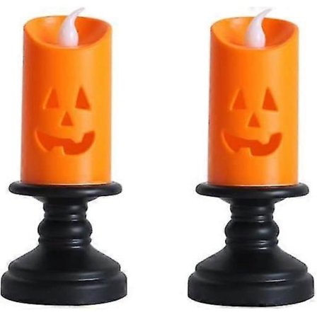 Halloween Dekorativa Pumpa Ljus, Portabla Pumpa Ljus, Söta Halloween Dekorationer Ljus Batteridrivna 2st - orange