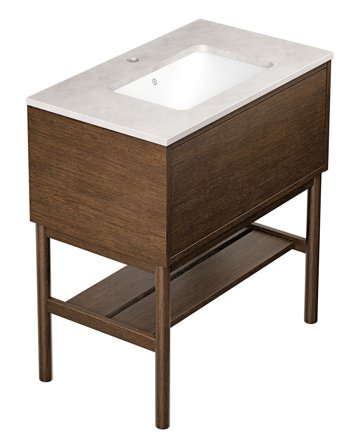 Gustavsberg Ducentic GB71DCVU80AWSG11LF Kommodpaket med ben, 80 cm, brun ek/grå sten, 1 blandarhål Brun ek/Grå sten, Badrum
