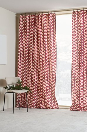 Jotex - Multifunksjonsgardin 2-pk Rød/beige - VALERIA - Kjøp Multifunksjonsgardiner hos Jotex