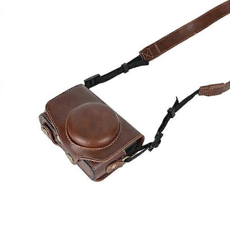 PU Læder Beskyttelsestaske til Digitalkamera til Canon SX740 HS/ SX730/ SX720, med Skulderrem [DB]