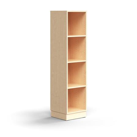 Bogreol QBUS, 3 hylder, sokkel, 1636x400x400 mm, birk
