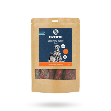 Ozami - Ozami Premium Svensk Biff Rull 4-pack - Matskåler, Hundegobiter & Tyggeben til hund & katt på Doggie.no