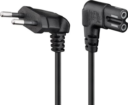 Goobay Netzkabel Eurostecker 90° bk 3m | CEEE 7/16> Doppelbuchse IEC 60320 C7