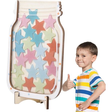 Stjerneburk-belønning – Stjerne- og dinosaur-tavle, positivt atferdsskjema og belønningssystem med krukke, verktøy for atferd i klasserommet