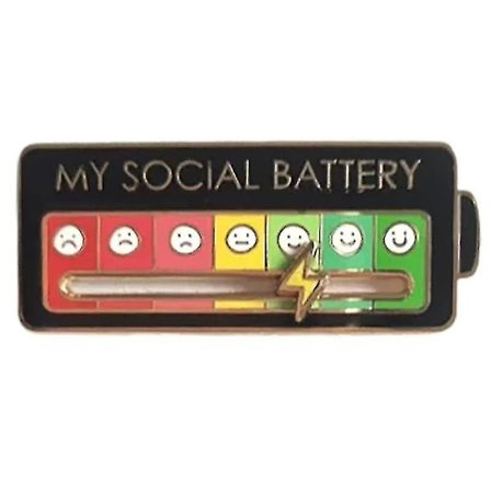 Social Battery Pin - Min sociale batteri kreative reversnål, sjov emalje følelsesmæssig