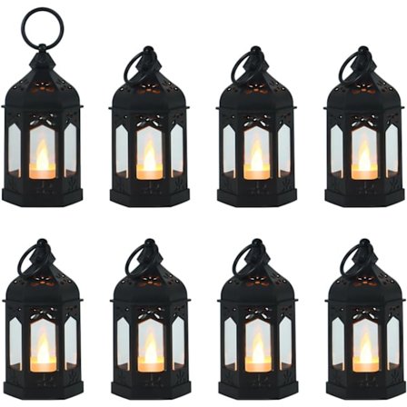 8 Styk Mini Lanterner til Borddekorationer, Ramadan Dekorationer, Indendørs Dekorative Lyslygter, Mini Fyrfadslys