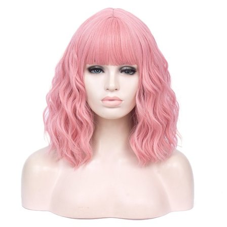 Kort krøllete parykk damer bølget parykk (farge 1)