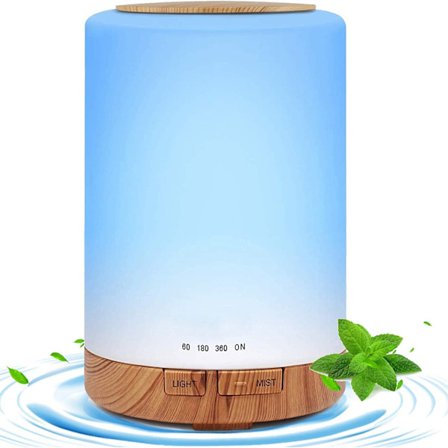 Aroma Diffuser -ilmankostutin, Anioni-ilmadiffuuseri 7 värikkäällä LED-valolla, Hiljainen ultraääni, viileällä sumulla, makuuhuoneeseen, kotiin, 