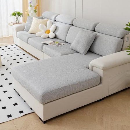 Ljusgrå; Plus size L (3-sits) | Bredd 65×80cm * Längd 135×170cm * Höjd 5-20cm; Elastisk, fintexturerad, vattentät, kattklös-resistent