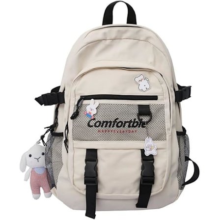 reppu söpöllä kanin pehmo riipuksella kouluun, toimistoon, esteettinen Indie tyyli, päiväreput