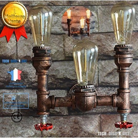 Vägglampa - TD - Vintage - Metall - 3 glödlampor - Badrum, inomhus