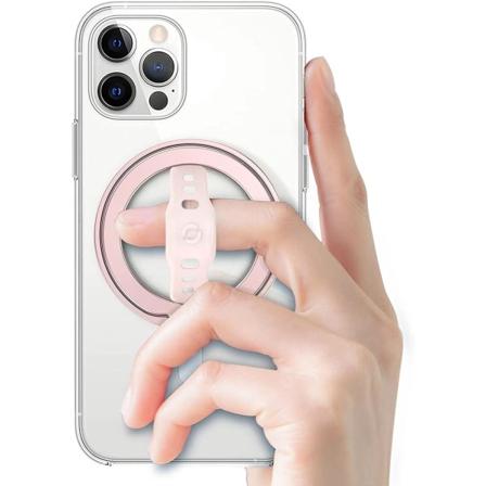 Roséguld-ny (uppgradering) telefonhållare med silikongrepp kompatibel med MagSafe, magnetisk ringhållare, endast för iPhone 14, 13, 12 Pro/Max/Plus