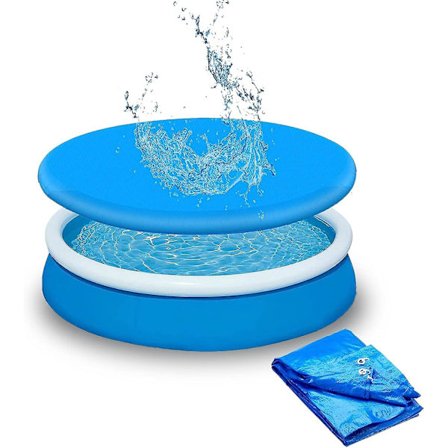 Poolskydd, runt poolskydd, poolskydd med metallring och dragsko, skyddar mot regn och föroreningar - Diameter: 210 cm